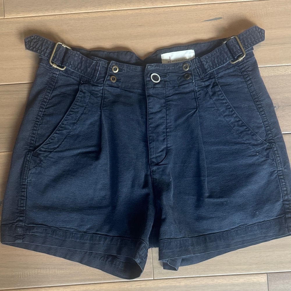 Anthropologie Navy Cargo Shorts with Adjustable Waist